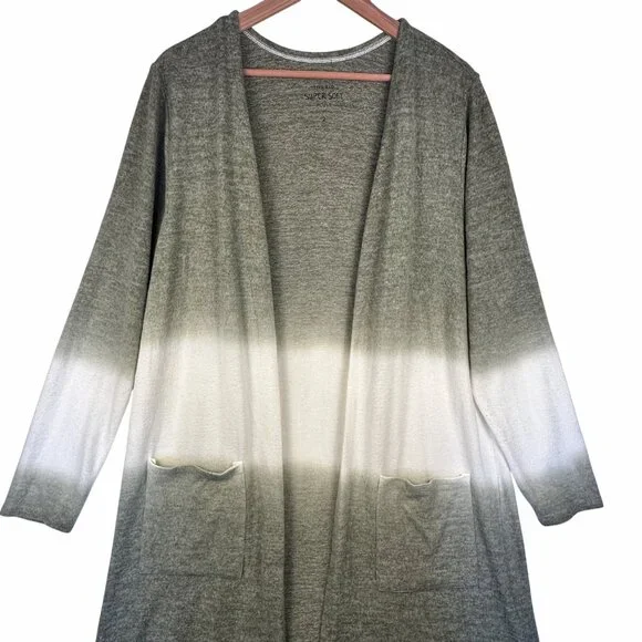 Torrid Womens Super Soft Open Front Olive Cream Long Cardigan 2X Boho Whimsigoth - Picture 3 of 11